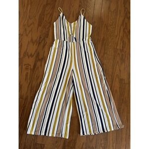 Streetwear Society Striped Jumpsuit - Mustard, Black, White, Tan